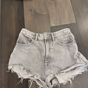 Zara Light Gray Distressed Jean Shorts
